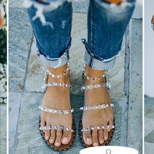 Clear sandals with studs size 8